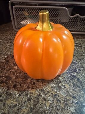Decorative Orange Ceramic Pumpkin with Gold Stem NEW